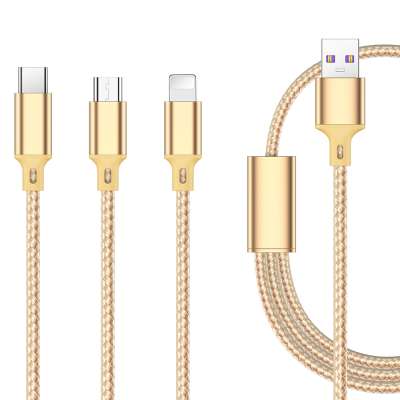 5A Super Fast Charging 3 in 1 Cable for Phone Charger Micro USB 5A Type C Cable 3 in 1 USB Cable